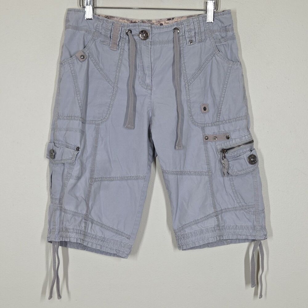 Vtg Y2K Gray Cargo Long Shorts Bermuda Utility Parachute Cyber Gorpcore Grunge 4